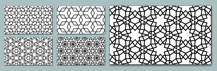Islamic background collection with traditional style arabic. Seamless patterns set for card, background, fabric or abstract design. Muslim ornament.