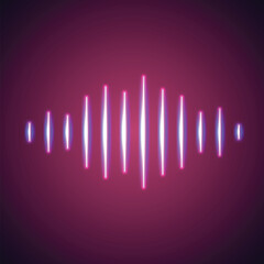 Nightlife styled glowing neon music wave
