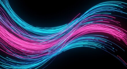 Abstract Background Glowing Wavy Lines in Motion with Futuristic Design