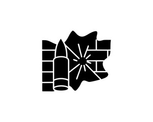 creative details Outline silhouette Cracked Wall Bullet Broken Hole icon vector