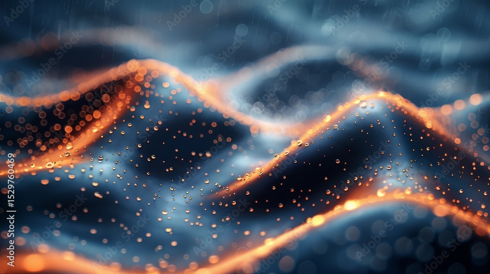 Aufkleber this mesmerizing image showcases a striking view of waves illuminated by delicate droplets, creating