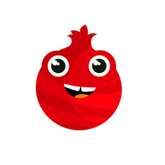 Obraz premium Cute pomegranate in kawaii style - vector illustration