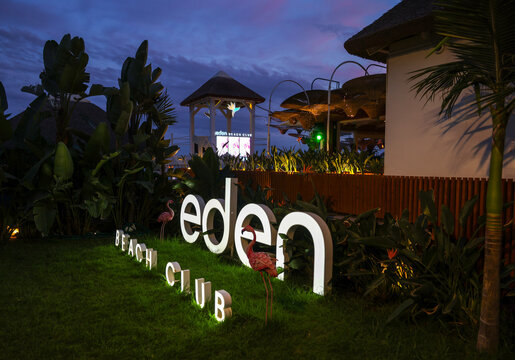 Eden Beach Club gay-favorite beach club that with good music, friendly service and great atmosphere at Bajondillo Beach in Torremolinos. Costa del Sol, Spain