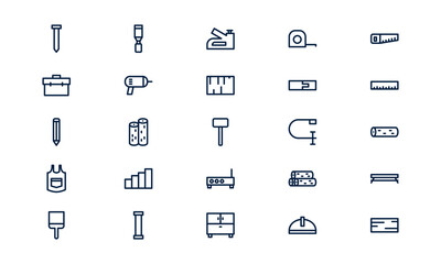 Carpentry icon representing woodworking, handcraft construction, and manual tool usage in outline style
