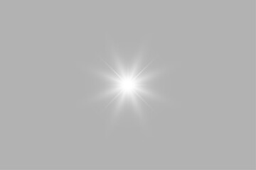 Bright White Starburst Light Effect Vector with Transparent Background