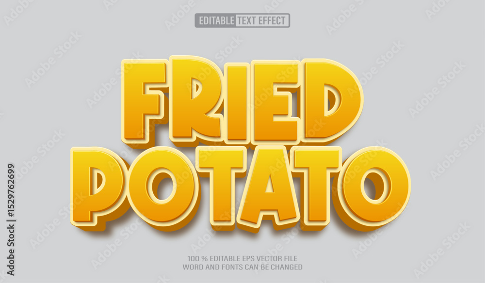 Aufkleber editable 3d text style effect - fried potato text effect template
