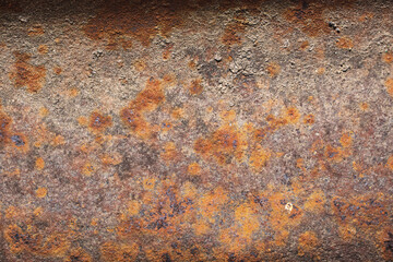 Rusty metal surface close-up macro texture, angled view highlighting weathered corrosion and rough detail, ideal for industrial, vintage, and abstract design backgrounds