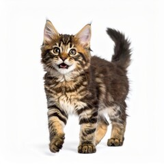 Obraz premium Happy kitten over white background