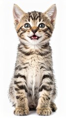 Obraz premium Happy kitten over white background