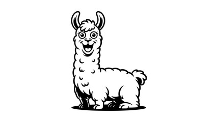 Funny Cartoon Llama Character with a Big Smile and Playful Expression