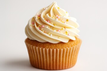 Artisanal cupcake with perfect frosting decoration isolated for bakery and dessert photography