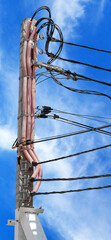 View of power high voltage transmission lines