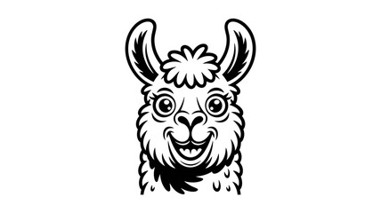 Smiling Cartoon Llama Illustration, Cute Llama Head Drawing