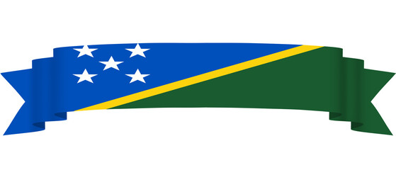 Solomon Islands flag. Ribbon flag of Solomon Islands. Banner flag of Solomon Islands suitable for banner, ribbon, template, decor, celebration, day, greeting card, print, etc.