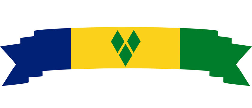 Saint Vincent and the Grenadines flag. Ribbon flag of Ukraine. Saint Vincent and the Grenadines flag suitable for banner, template, decor, celebration, day, greeting card, print, etc.