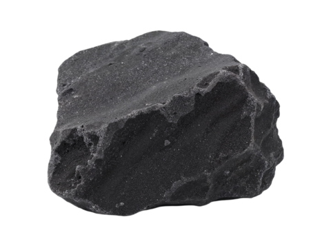 Black irregular rock isolated on transparent background