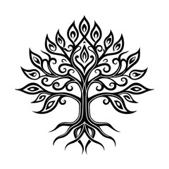 tribal tree symbol with decorative roots   .eps