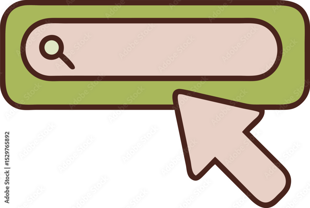 Poster black search bar icon with mouse cursor isolated on transparent background