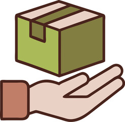 Hand delivering parcel icon black silhouette isolated on transparent background