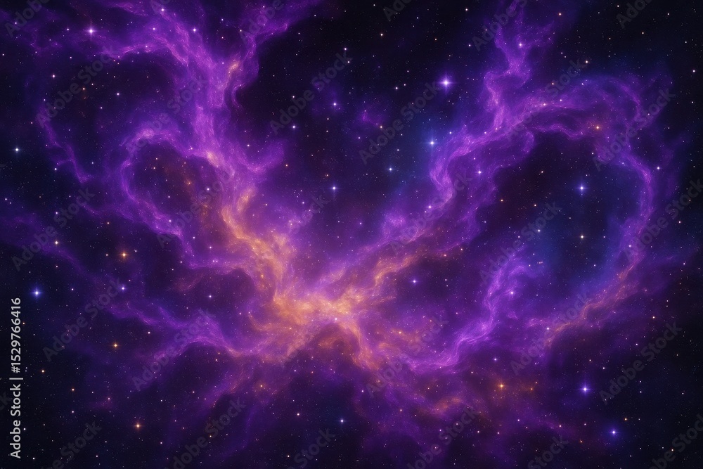 Poster cosmic stellar dust clouds with vibrant colorful nebula background and deep space atmosphere