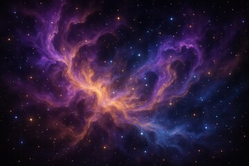 Obraz premium Cosmic stellar dust clouds with vibrant colorful nebula background and deep space atmosphere