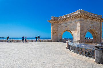 Saint Remy Bastion and the panoramic Terrace Umberto I in Cagliari. Sardinia, Italy