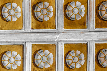 Detail of the wall of the church. Oratory of the Most Holy Crucifix in Cagliari. Sardinia, Italy

