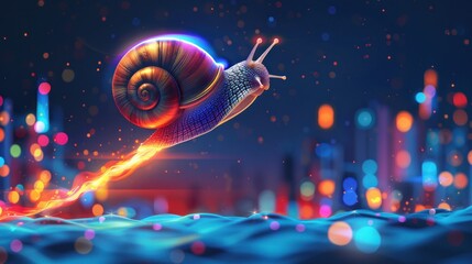 Fast snail in a futuristic city