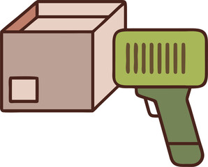 Black silhouette barcode scanner parcel icon isolated on transparent background