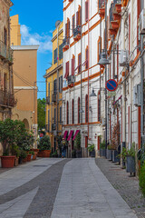 Via Vincenzo Sulcis in the Villanova district in Cagliari. Sardinia, Italy