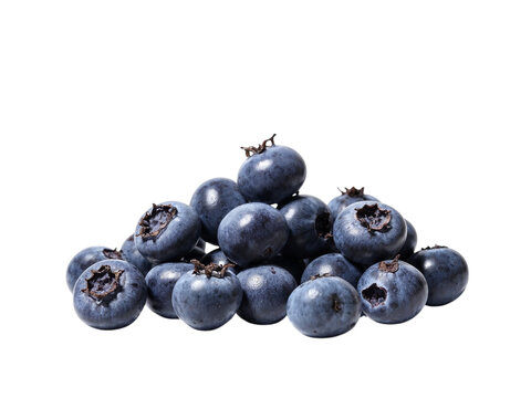 Pile of fresh blueberries isolated on transparent background