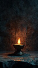 Ancient lamp in a cave with copy space vertically 9:16