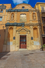 Facade of Santa Rosalia church in Cagliari. Sardinia, Italy