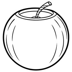 Coconut line art vector