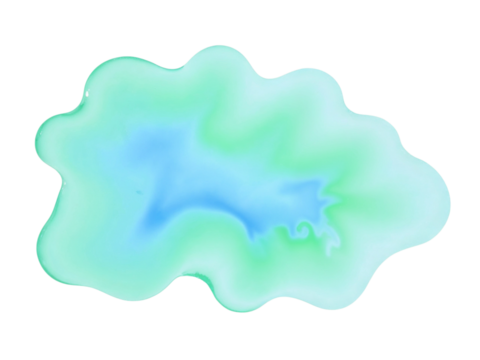 Abstract teal and blue liquid blob isolated on transparent background