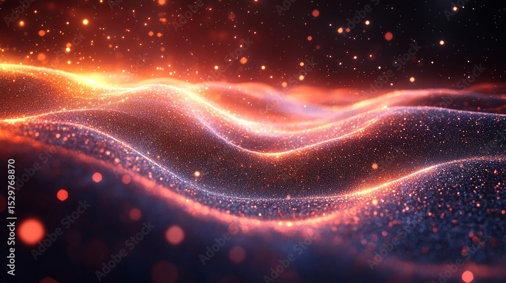 Poster glowing particle waves abstract background animation (7)