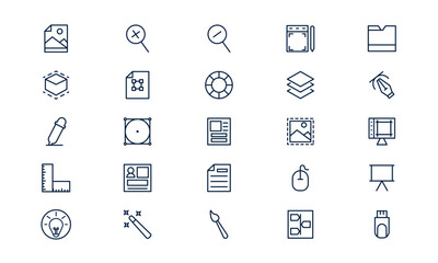 Graphic design icon representing creative visual composition, digital art, and layout tools in outline style