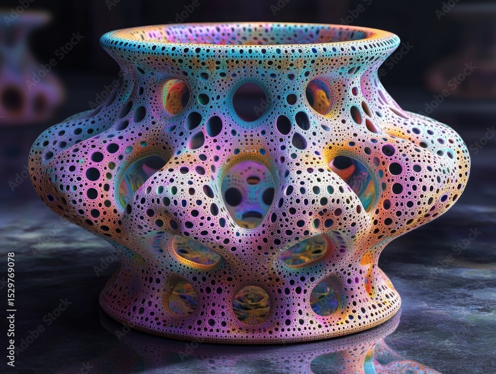 Poster elegant fractal vase: a mesmerizing display of geometric complexity and iridescent colors in intrica