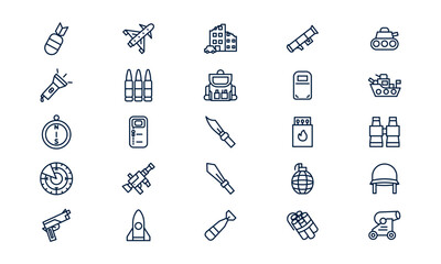 War icon representing military conflict, defense strategy, and historical battle concept in outline style