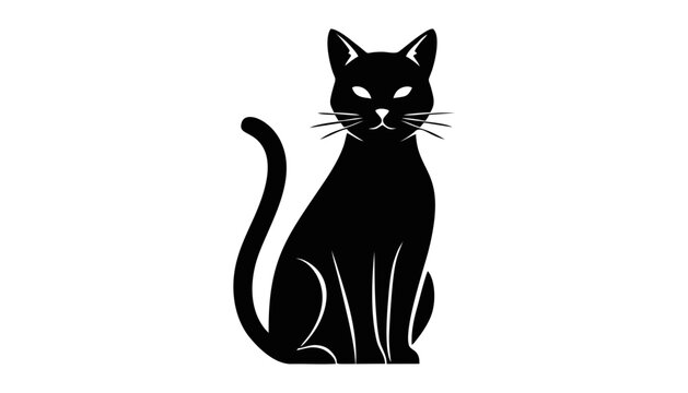 Majestic Black Cat Silhouette Elegant Feline Vector Illustration