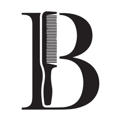 Stylish Black Letter B Logo with Hair Comb Design for a Salon 
