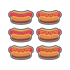 Variety of Hot Dogs with Ketchup and Mustard.