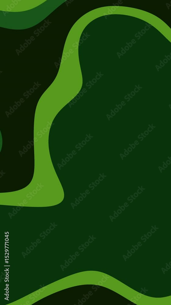 Poster abstract animation of dark and light green shapes shifting and flowing. organic forms create a calmi