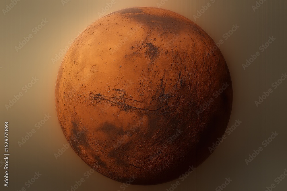 Poster mars planet surface isolated on white background for space exploration and astronomy themes