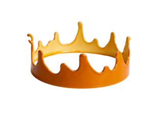 Liquid caramel crown shape isolated on transparent background