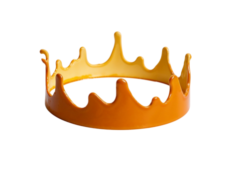 Liquid caramel crown shape isolated on transparent background - Powered by Adobe