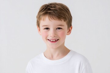 Happy Caucasian Boy Portrait Cheerful Child Studio Shot