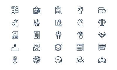 Business ethical icon illustrating corporate integrity and responsible decision making in outline style