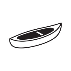 Wooden kayak icon vector silhouette