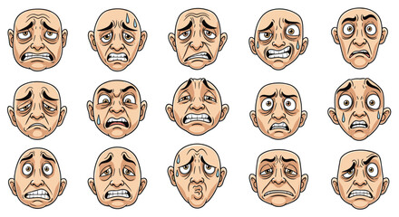 Obraz premium Diverse Facial Expressions Showing a Range of Emotions in an Animated Pixel Art Style